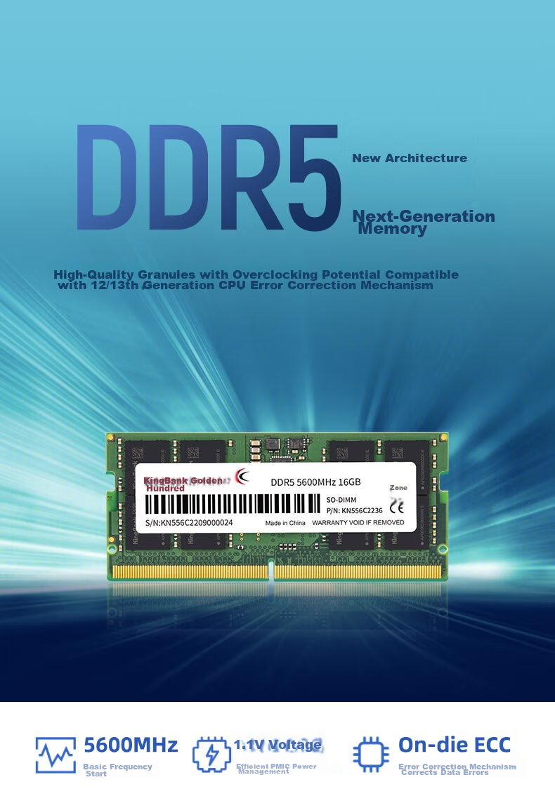 KINGBANK 16GB DDR5 5600 Laptop Memory Module, Compatible with Mini PC, Can Be Used in Dual Channel Configuratio 1