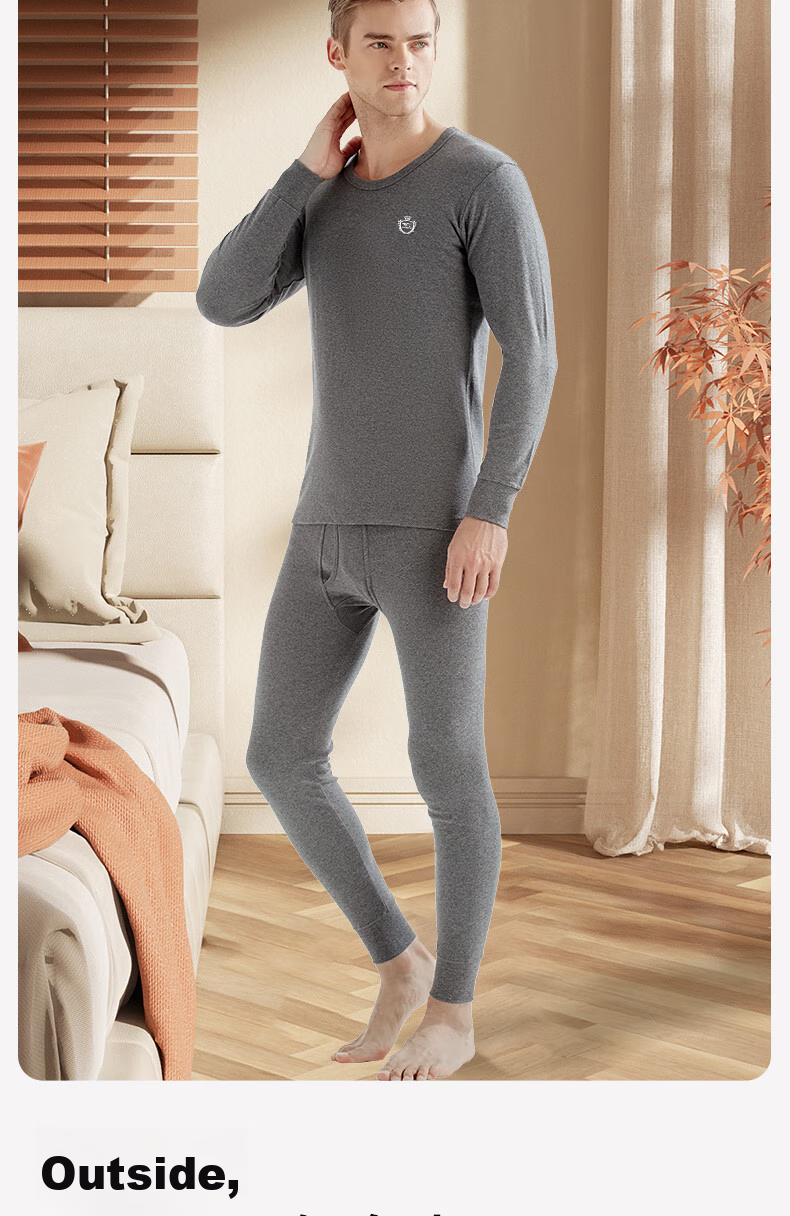 SEPTWOLVES [100% Cotton] Pure Cotton Autumn Undershirt for Men, Autumn And Winter Base Layer, All-Cotton Top, Long-Sleeve Thermal Underwear, Cotton Sweater 13