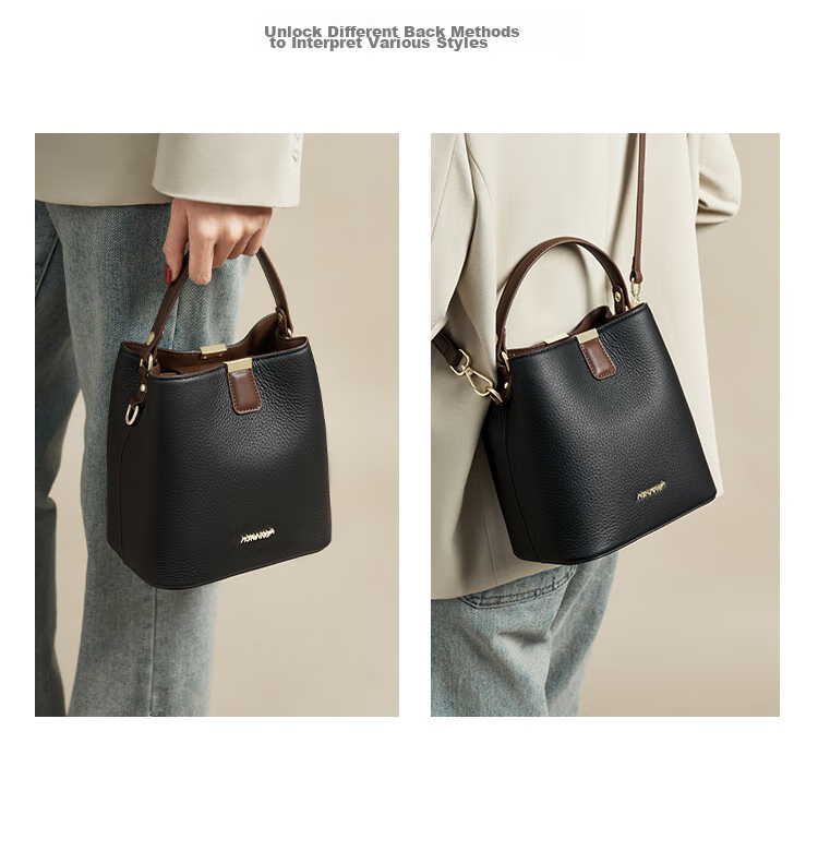 Aokang Women's Handbag, Trendy Cowhide Bucket Bag, Light Luxury Crossbody Shoulder Bag, Birthday Mother's Day Gift for Girlfriend Or Wife 9