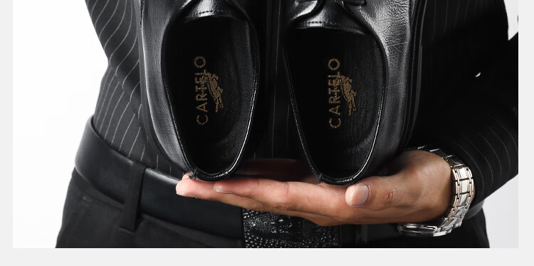 CARTELO Leather Shoes for Men, Derby Shoes, Dress Shoes, Business Formal Wear, Genuine Leather, Height-Increasing, 2026 New Style, Casual Wedding Groom Breathable Shoes 6