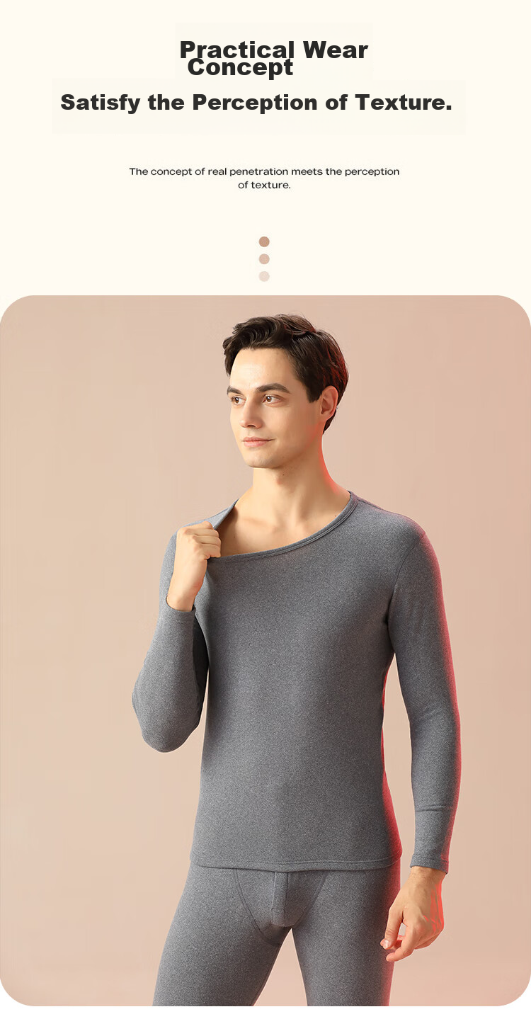 Hengyuanxiang Thermal Underwear for Men, Modal with Cashmere And Silk, Autumn Top And Bottom Set, Fleece-Lined, 4XL 15