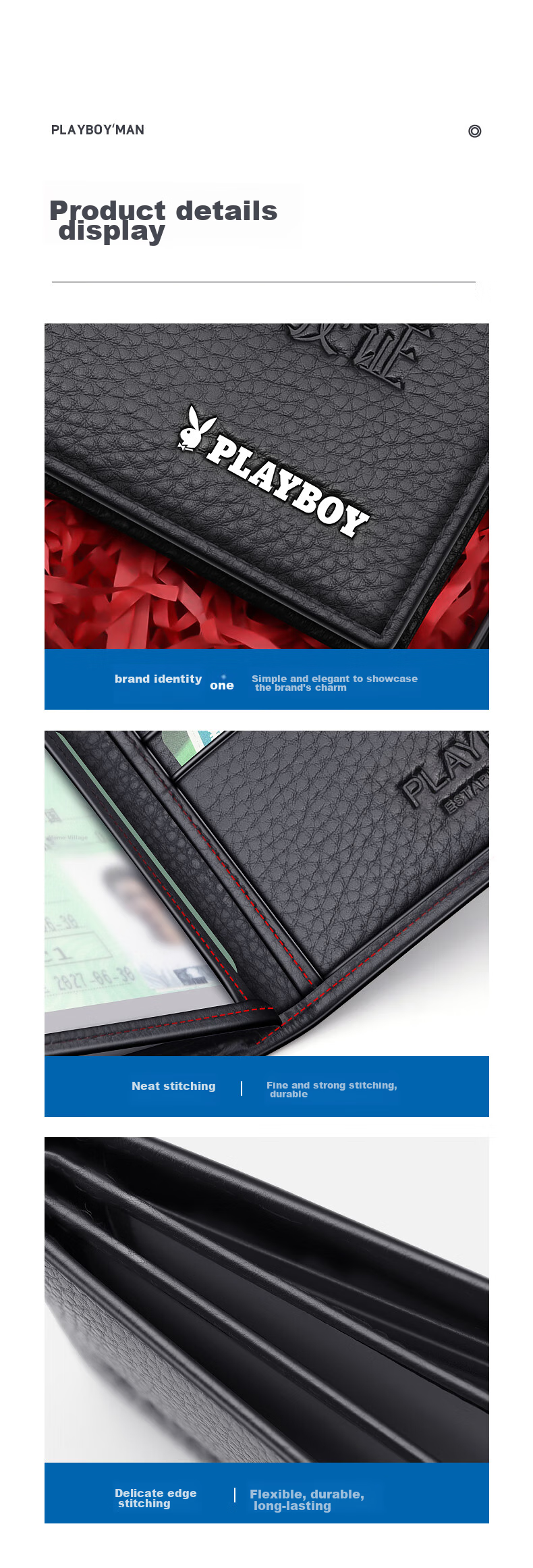 PLAYBOY Driver's License Holder for Men, Genuine Top-Layer Leather Protective Case, Integrated Card Holder for Motor Vehicle License, Silk Screen Printing 7