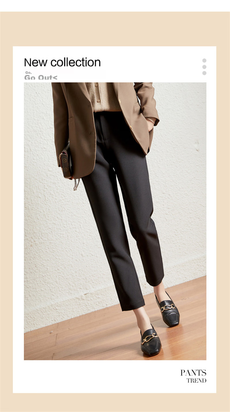Dme Cropped Pants for Spring And Autumn, New Straight-Leg Suit Pants with Fake Pockets, Casual Trousers for Women, Khaki, S 3