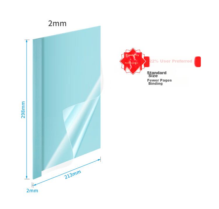 DSB (Dishibi) High Transparency Thermal Binding Covers A4, Specialized for Thermal Binding Machines, Blue, 1mm Thick, Pack of 24 7