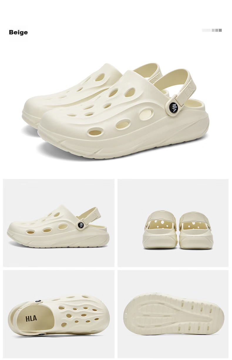 HLA Sandals, Men's Outdoor Hole Shoes, Beach Slippers K047/K061, Beige, Size 42/43 (Dual Size) 21