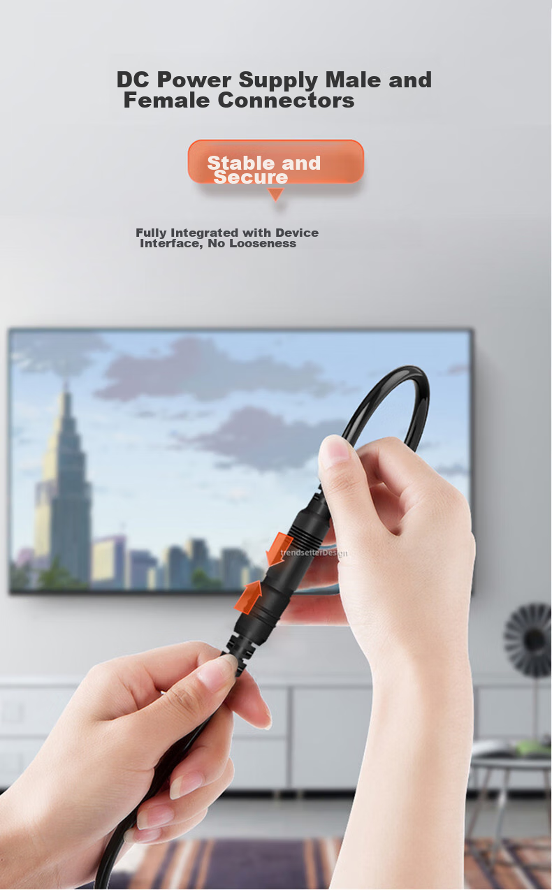 Trendsetter Power Extension Cable for Hikvision Dahua Pulin Xiaomi Cameras, 5 Meters CW500/300/400/700S/4C/4 Dual Camera Version Outdoor Surveillance DC Power Cord 9