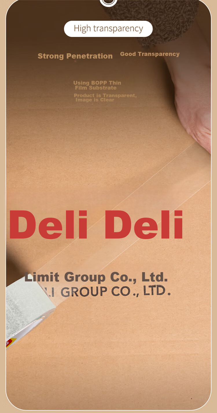 Deli High-Quality Transparent Packing Tape Wide Adhesive Tape, 60mm*100y*45μm (91.4m/roll), 6 Rolls, Office Supplies, 30333 3