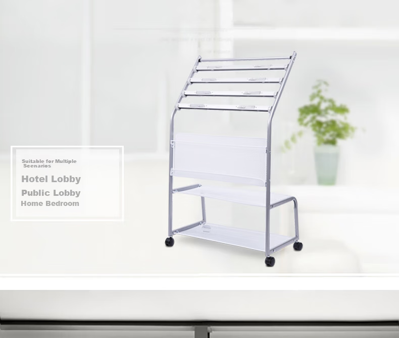 Deli Five-Tier Business Aluminum Alloy Clip Newspaper Rack Magazine Stand Library Bookshelf Newspaper Holder Floor-Standing Display Rack for Promotional Materials, Height 1.05 Meters 6