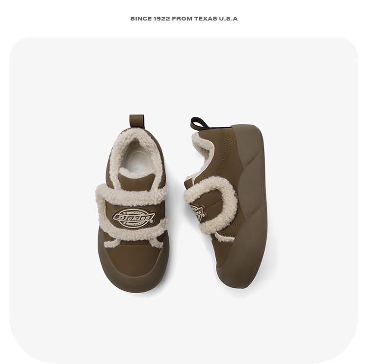 Dickies Children's Cotton Shoes, Winter Fleece-Lined Warm Wear-Resistant Casual Shoes, Kids' Flat Shoes, Trendy Shoes for Girls, Dexun Shoes 16