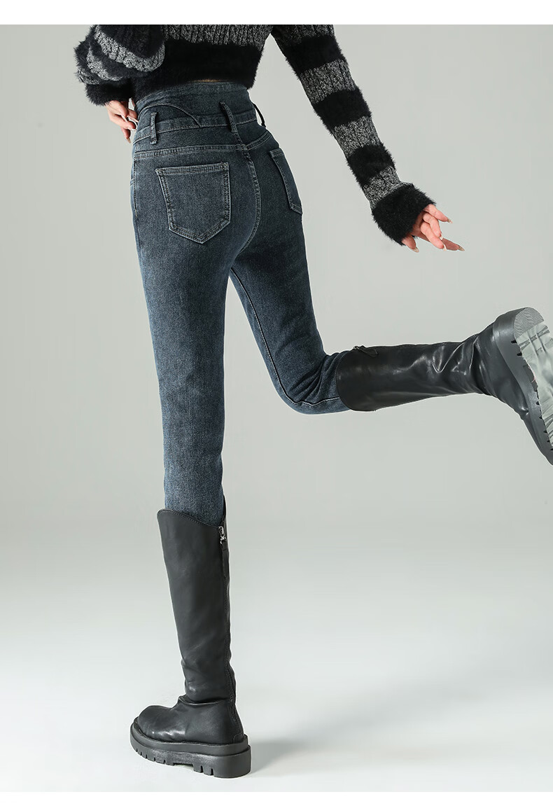 LangSha Three-Button High-Waist Skinny Jeans for Women 2025 Spring Autumn Thin Stretch Slim Pencil Pants 18