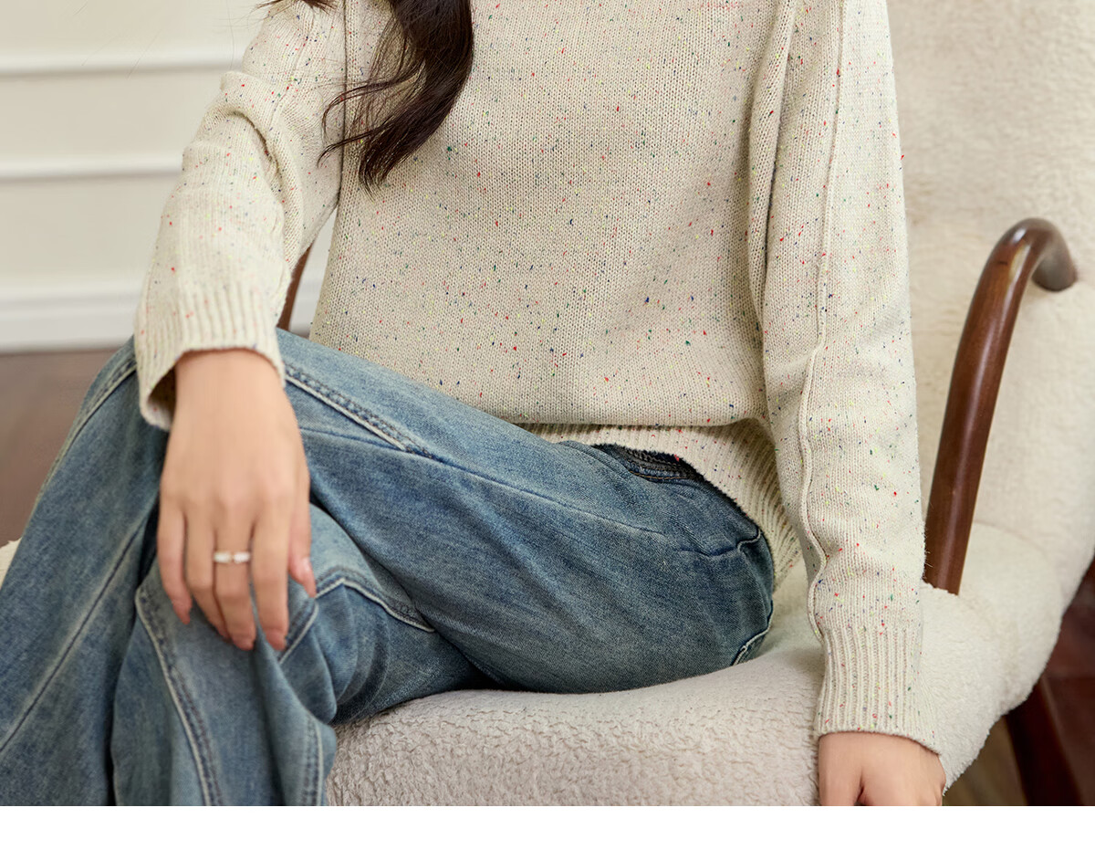 PinCai Women's Knitted Sweater Spring Autumn High-Quality Speckled Pullover Knitwear Base Layer P144Z9029 19