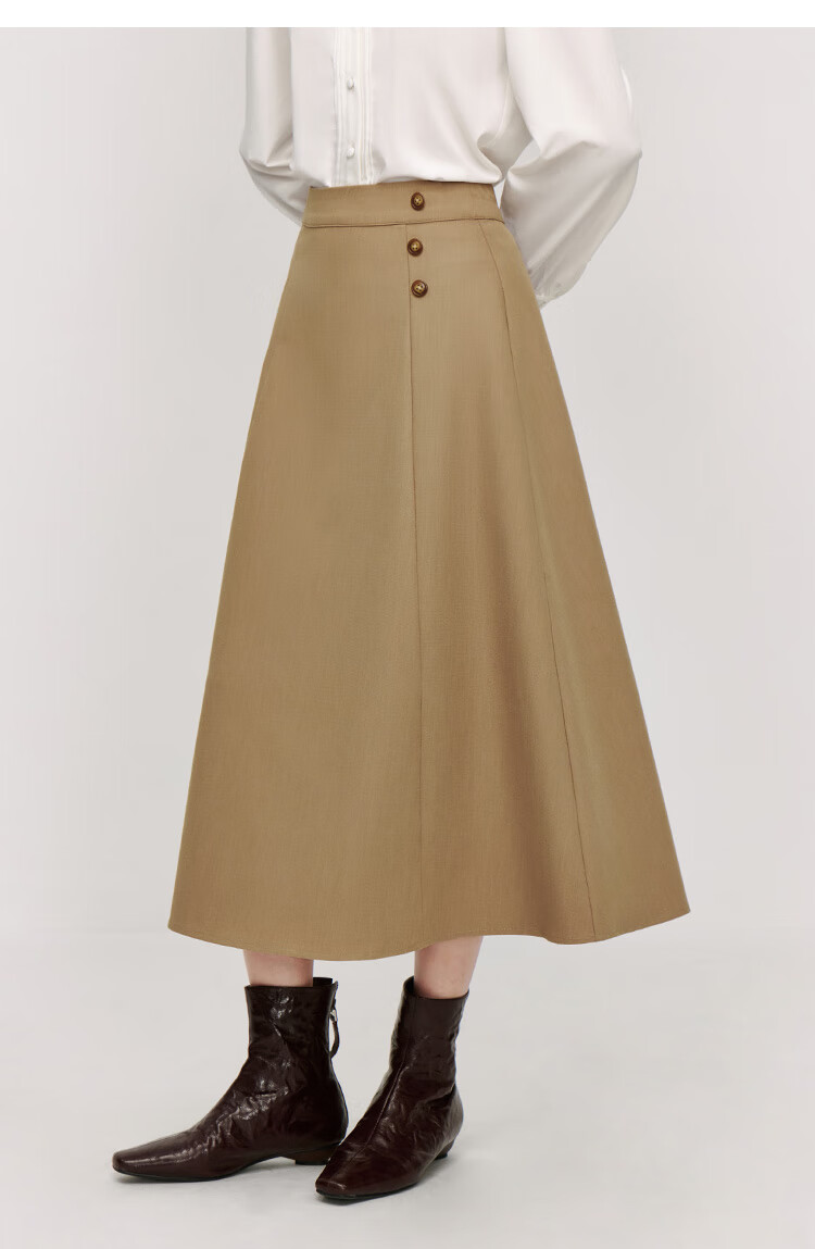 Inman Vintage Commuter Split Hem Cotton Mid-Length A-Line Skirt Autumn Women's Dark Blue - M 15