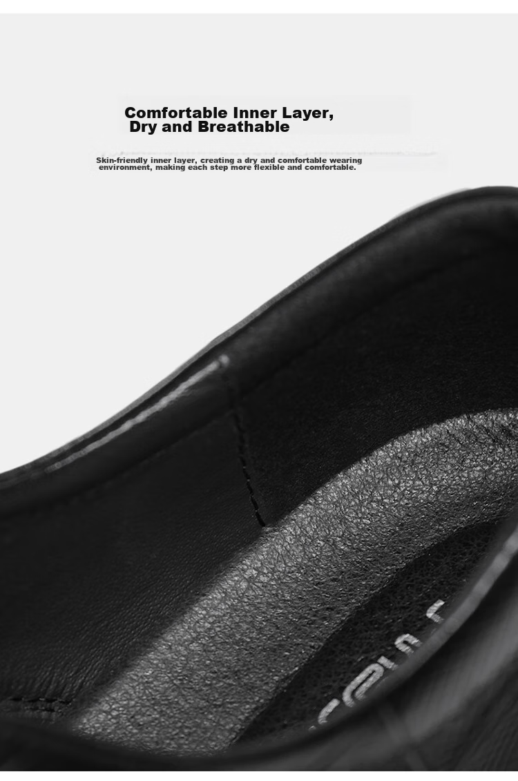 PLAYBOY Leather Shoes for Men, Spring/summer 2026 British Business Casual Shoes, Top-Grain Cowhide Formal Shoes, Black, Size 44 6