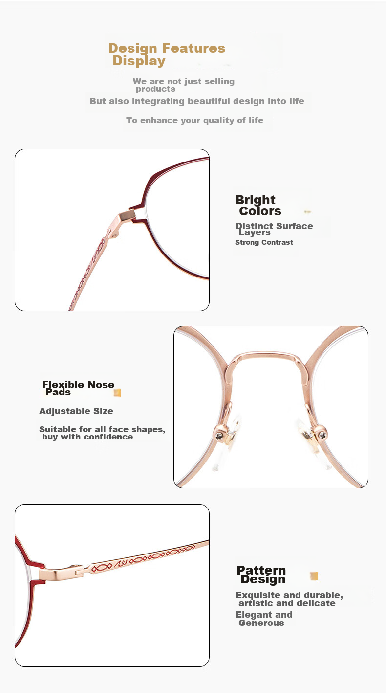 Xiyanghong Reading Glasses for Women, Bifocal Anti-Blue Light Fashionable Ultra-Light Dual-Light Presbyopic Glasses for Elderly E9059H 300 Degrees 15