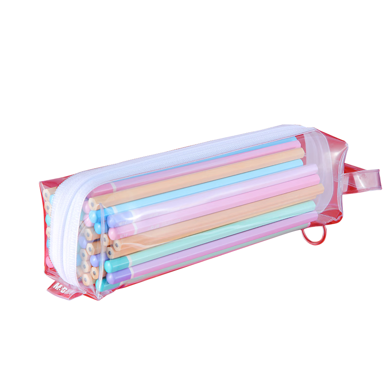 M&G Stationery Transparent Metal-Free Pencil Case PVC Waterproof Exam Pen Bag Portable Handheld Stationery Box APB932MC