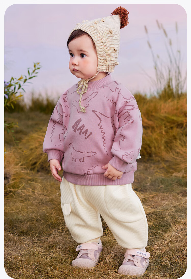Minibala Fleece-Lined Sweatshirt Unisex Kids Warm 2024 Winter New Long Sleeve Half Turtleneck Top 4