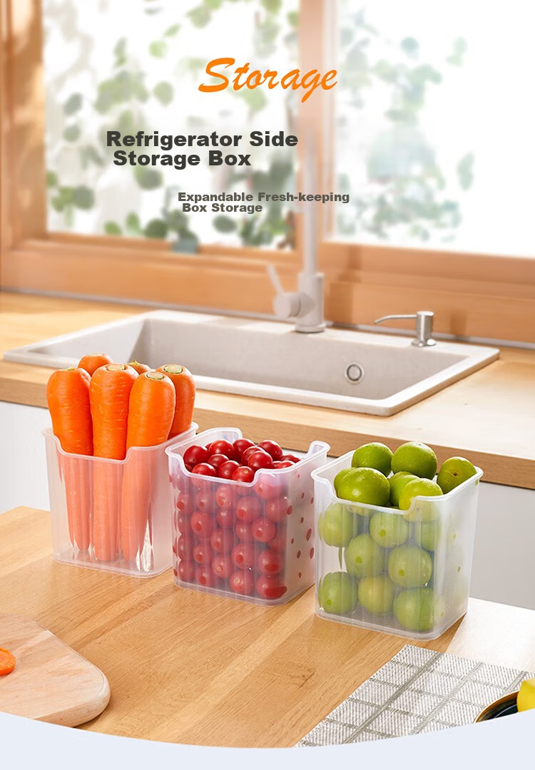 KATEI STORY Japanese Refrigerator Side Door Storage Box, Vegetable And Food Fruit Classification Organizer, Interior Food-Grade, Set of 3 1