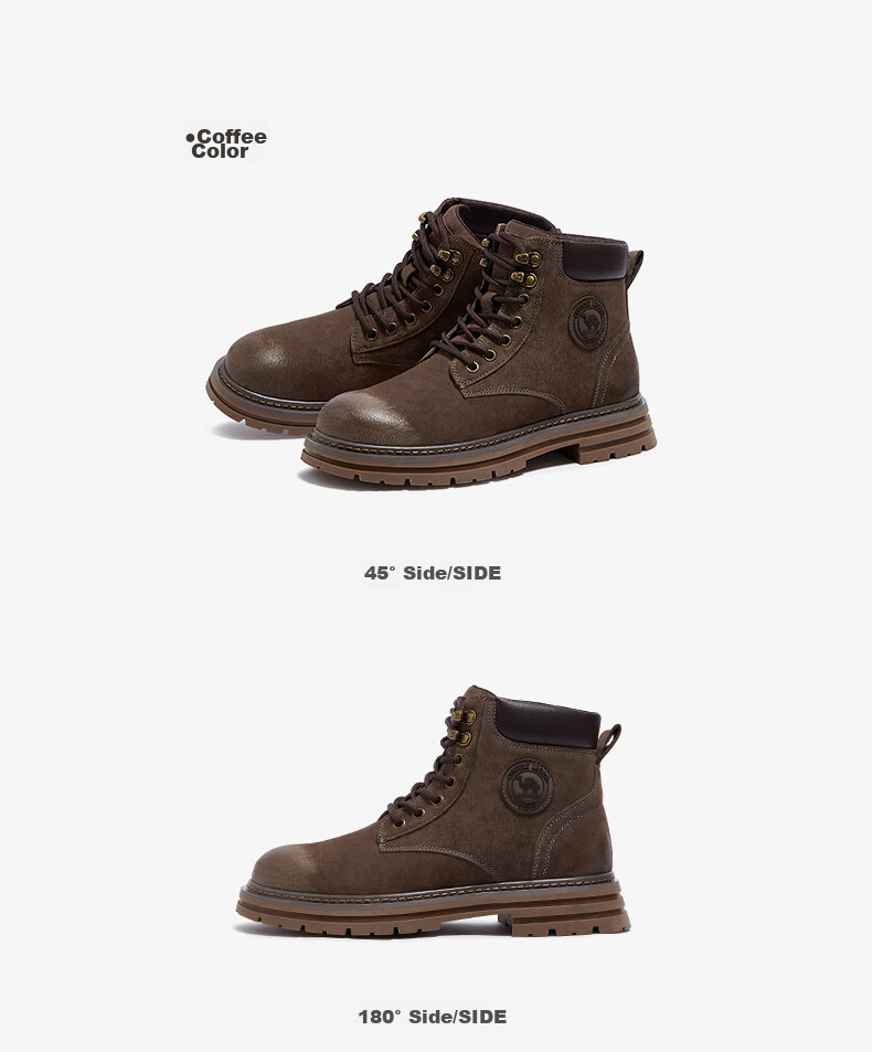 CAMEL [Shanze] Men's Yellow Boots, Fashionable Martin Boots, Casual Work Boots, L14W307636, Gray, Size 39 45