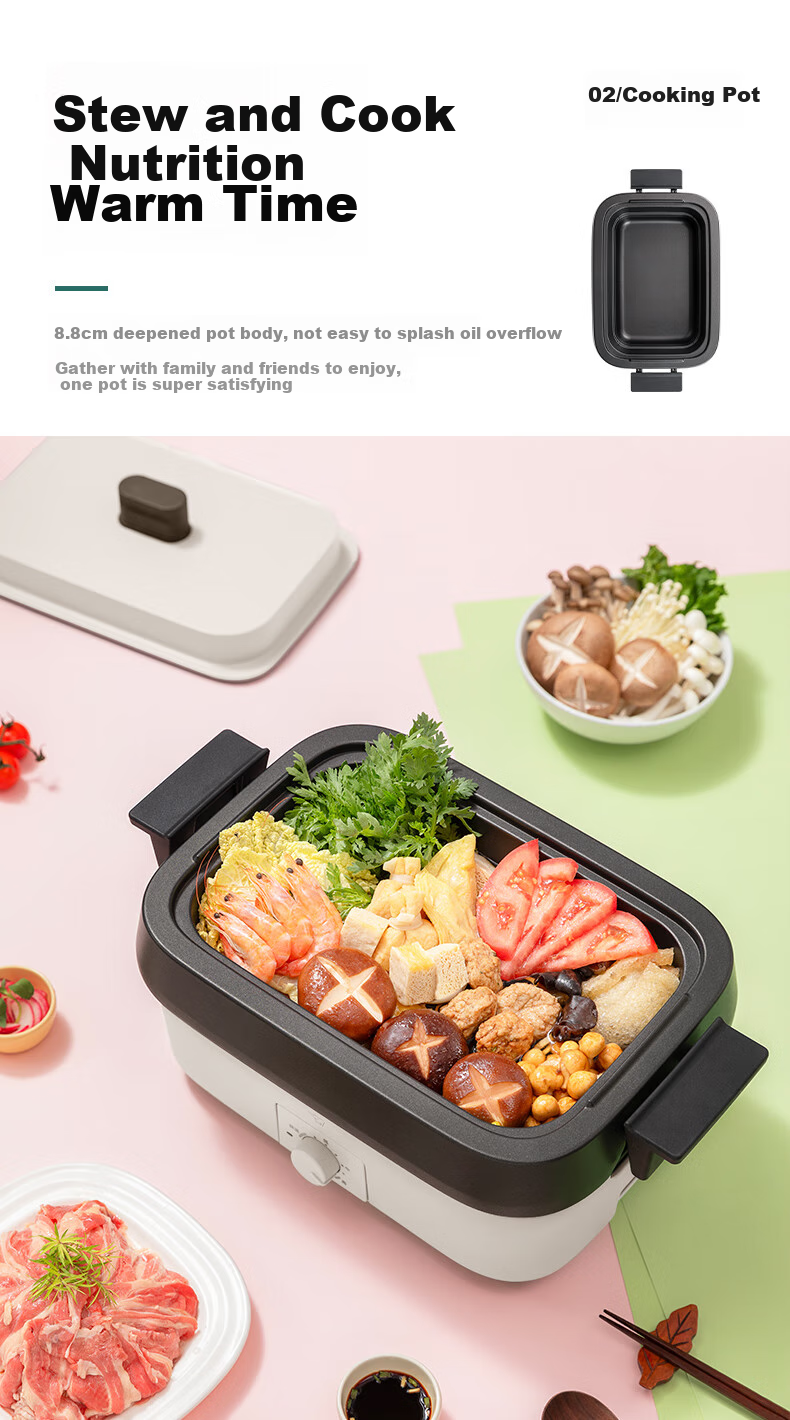 ZO JIRUSHI Multi-Functional Pot, Suitable for Barbecue And Hot Pot, Non-Stick Electric Cooker, Constant Temperature Heating, Detachable And Easy to Clean, EJ-MAH20C (Beige), Waterless Cooking 6
