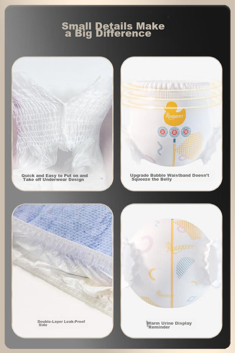 ROUYA [No Melamine Detected] Silk Soft Pull-Up Pants L58+4 Pieces, Summer Ultra-Thin Core Breathable Diapers 8