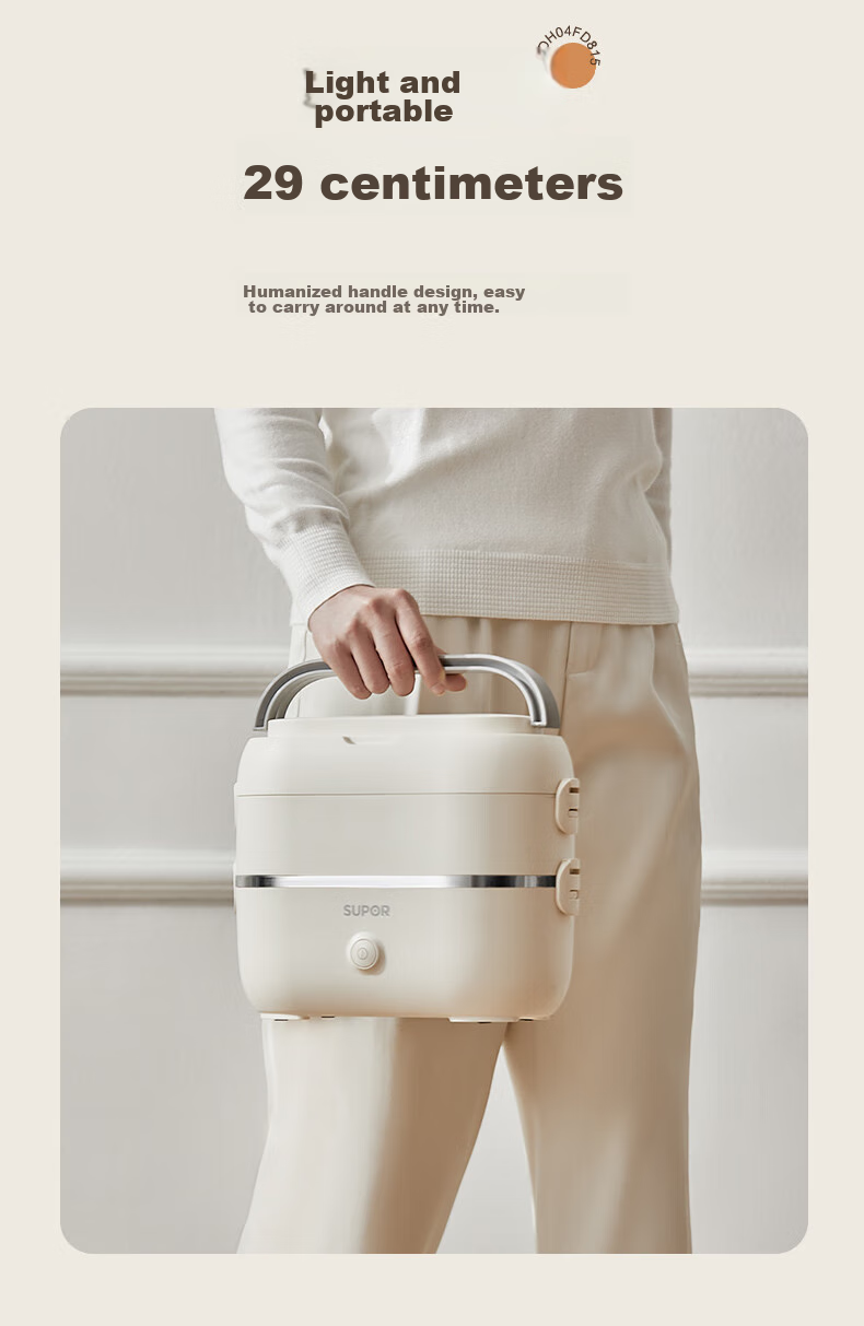SUPOR Electric Lunch Box, Heated Food Container, 1.0L Portable Divided Leak-Proof Office Heating Stainless Steel Inner Pot Insulated Lunch Box DH02FD815A 15