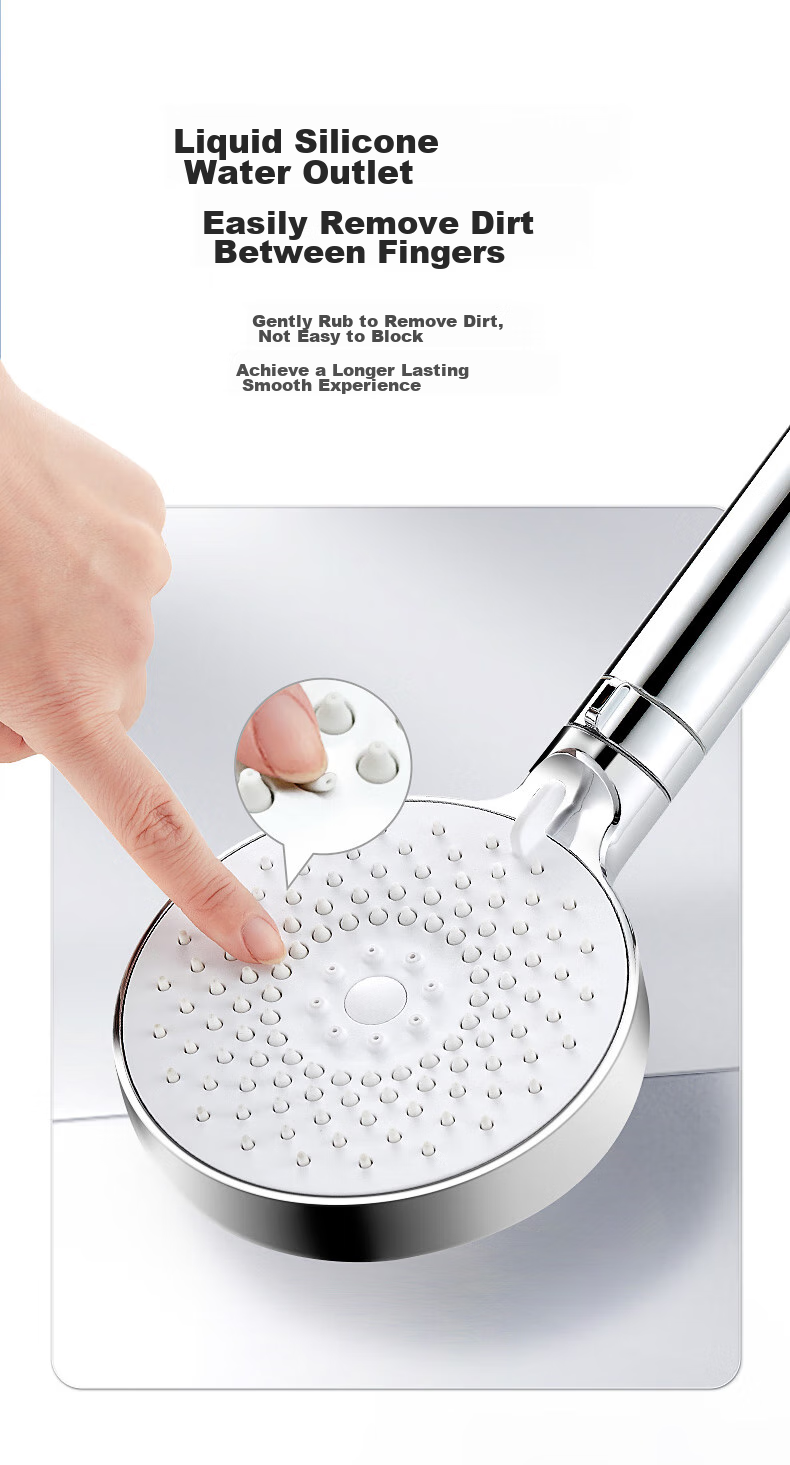 HEGII Shower Head, Multi-Water Type Pressure-Increasing Universal Interface Design Handheld Large Panel Shower Head HMS403-120 9