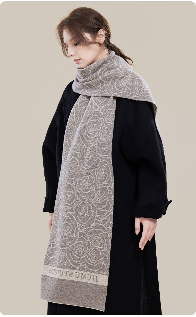 JIUMU Wool Scarf for Women, Autumn And Winter Neck Warmer, Warm Shawl, Gift for Girls Or Mothers, Mid-Autumn Festival Birthday Gift, Gift Box Set 12