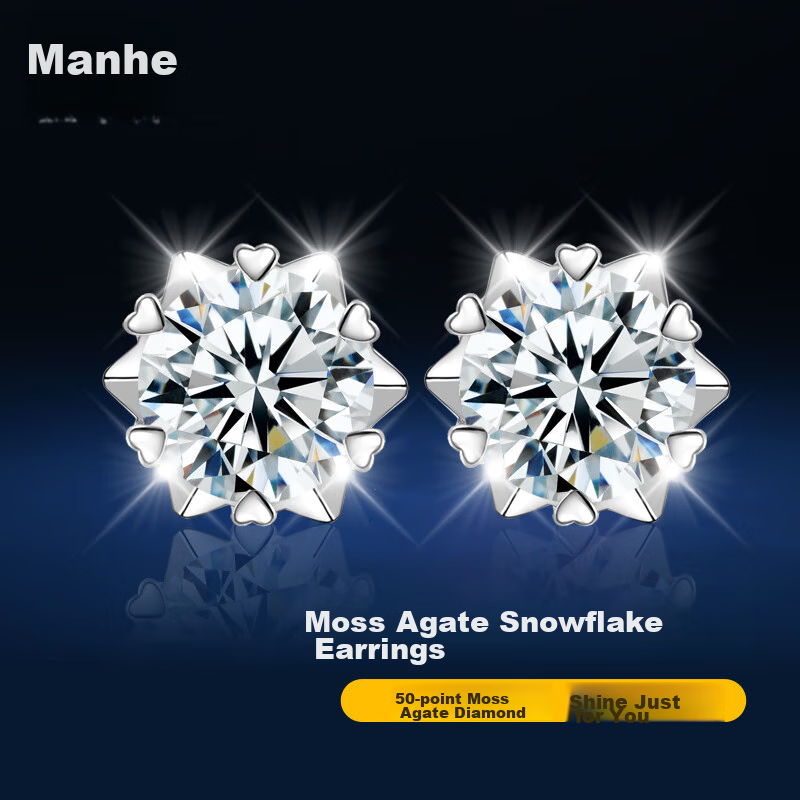 MANHE S925 Silver Moissanite Stud Earrings for Women, New 2026 Style, Birthday Gift for Wife Or Girlfriend