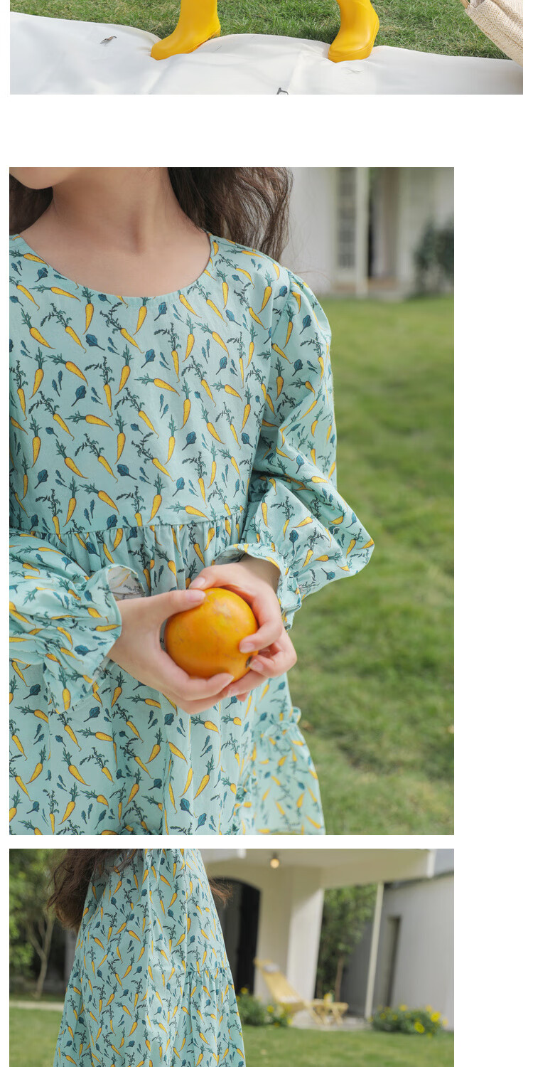LUSON Chen Da Zhu Girls' Long-Sleeve Floral Print Dress, Spring And Autumn 2025 New Style Children's Fashionable Dress 12