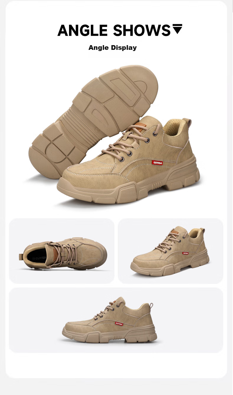 JUNBU Safety Shoes for Men, Steel Toe Cap, Anti-Smashing And Anti-Puncture, Ultra-Light Soft Sole, Comfortable Construction Site Safety Work Shoes 1115F Size 42 17