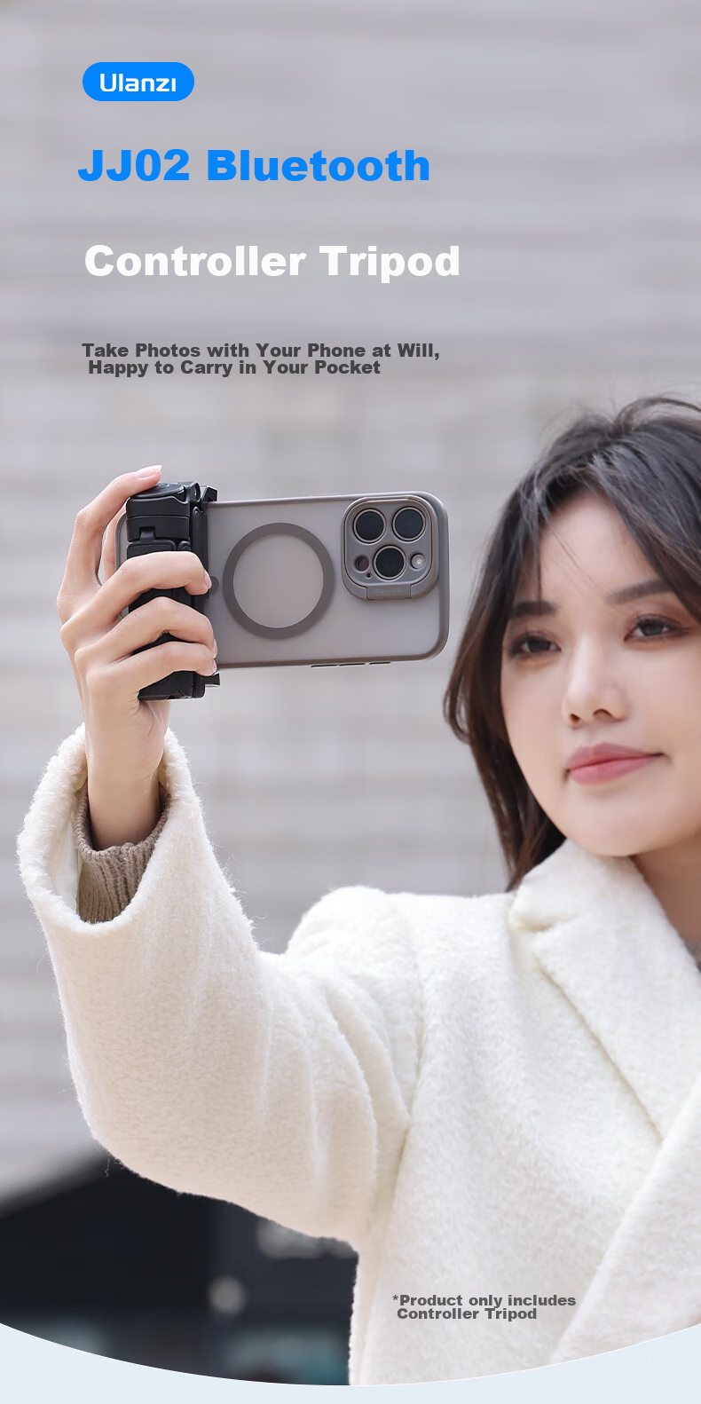 Youlanzi Ulanzi JJ02 Bluetooth Selfie Stick for Smartphone (With Fill Light Kit), Extendable Tripod Handle, Desktop Stand, Rotating Phone Clamp 1