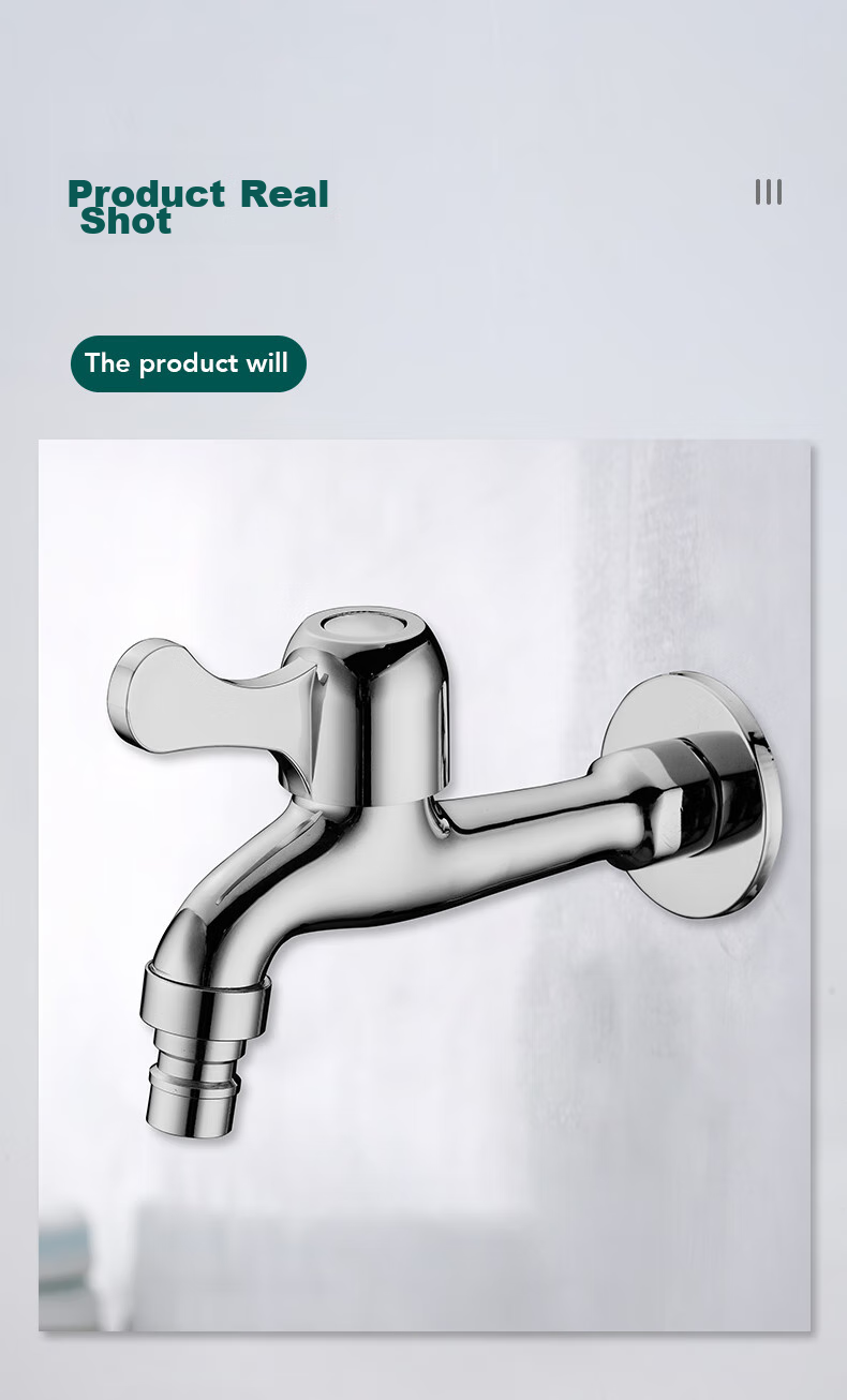 BSITN Brass Washing Machine Faucet, One Inlet Two Outlets, High Flow Rate Faucet, Extended Spout, Balcony Faucet B052 13