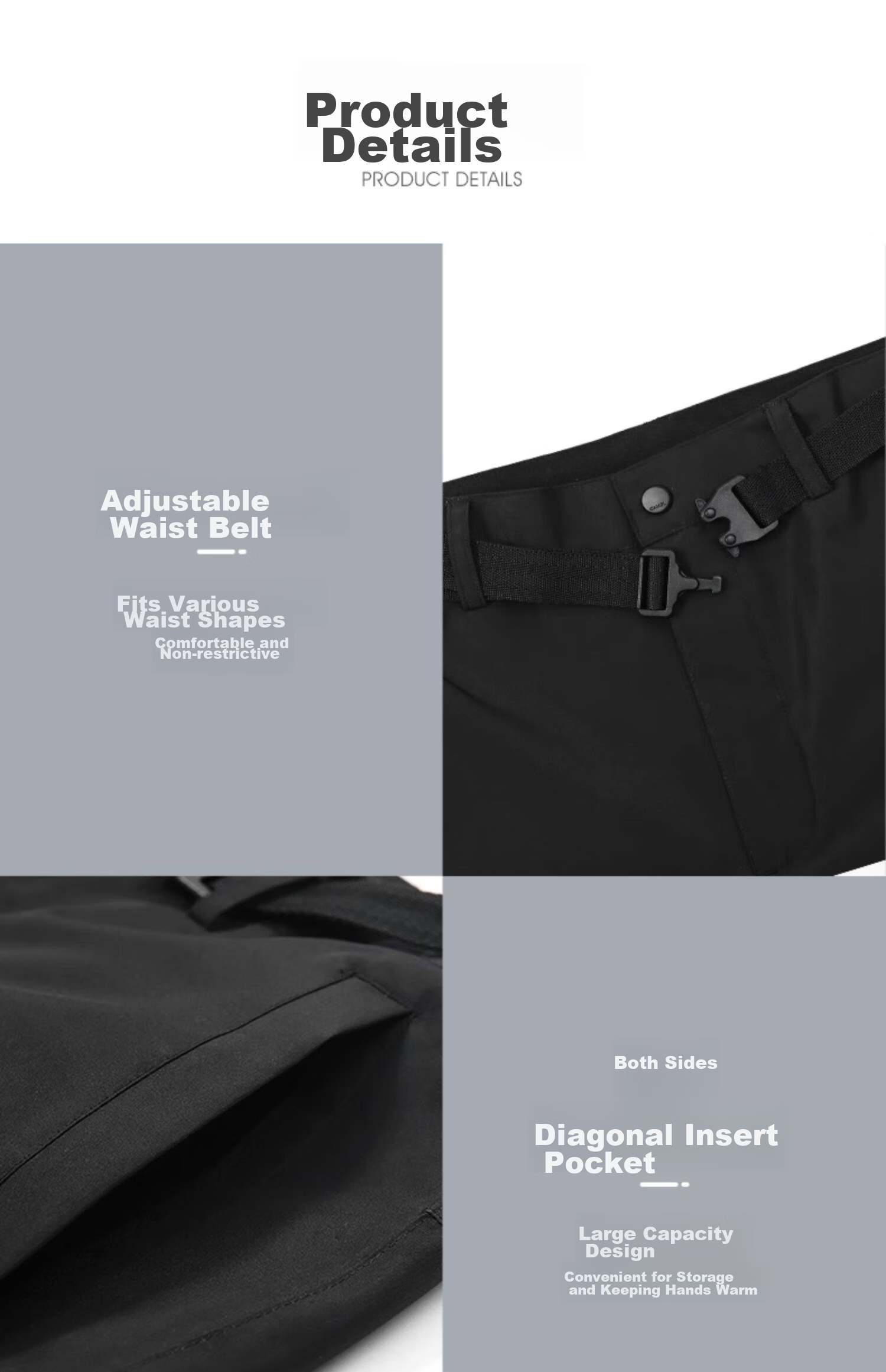 CAMEL Outdoor Waterproof Windproof Warm Hiking Pants for Men, Model A1W246119, Charcoal Gray, Size L 22