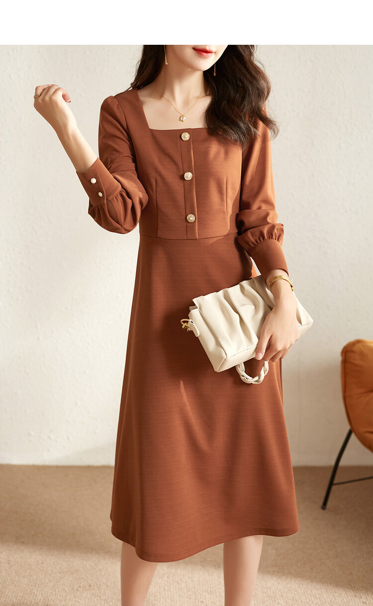 Shangdu Bila New Year Red French Style Dress for Women Spring Autumn Mid-Length Elegant Goddess Waist-Slimming Petite Dress 16