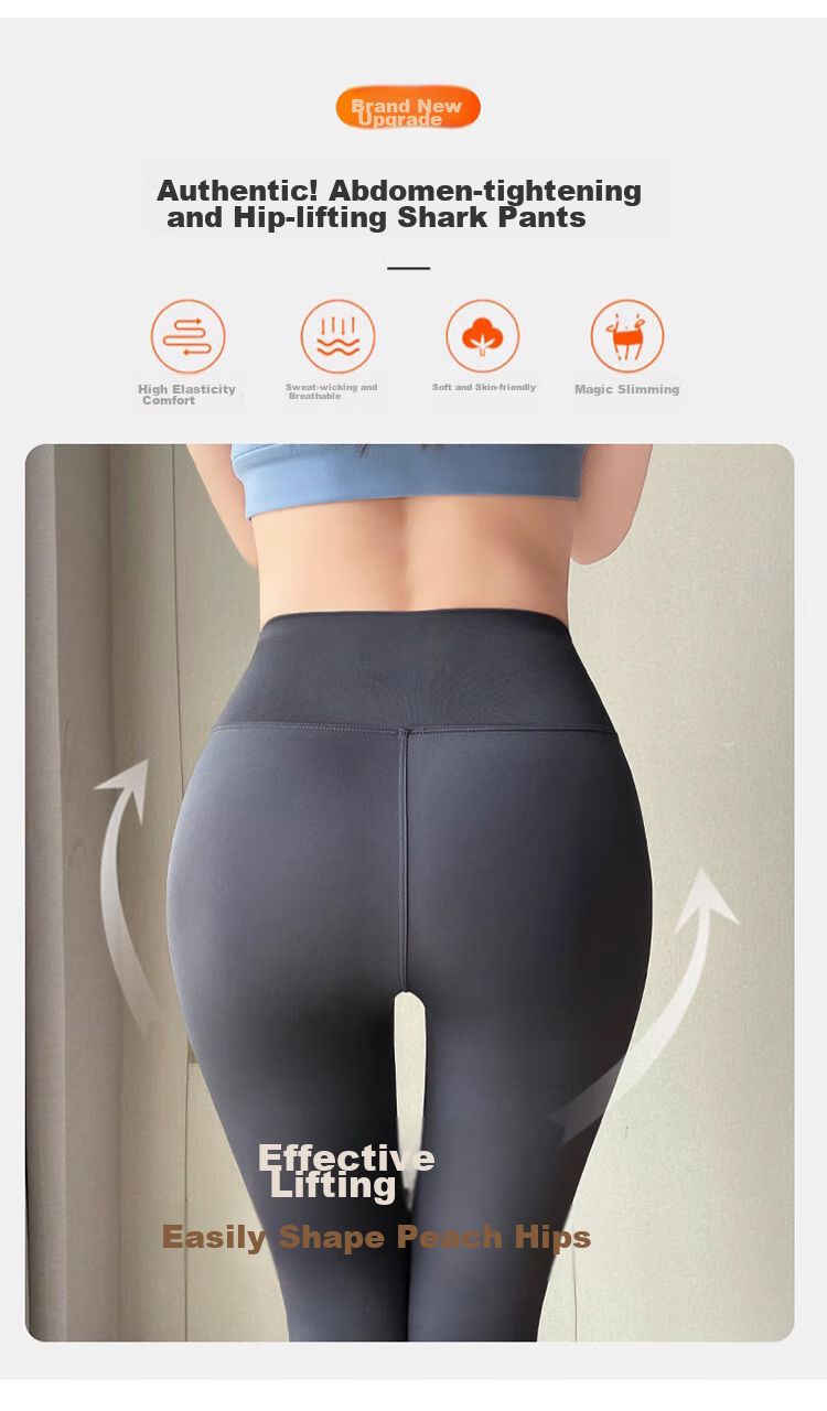 LangSha Shark Leggings for Women, Fleece-Lined, Suitable for Spring And Autumn Wear, High-Waisted, Butt-Lifting, Tight-Fitting, Slimming Yoga Pants 3