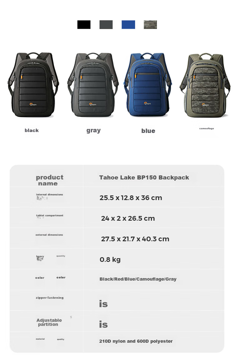 LOWEPRO Leshebao Camera Bag, Tahoe BP150 Backpack Photography Bag for Men And Women, Sports Camera Bag for DSLR And Mirrorless Cameras, Multifunctional Portable Drone Bag, Gray (LP37232-PWW) 14