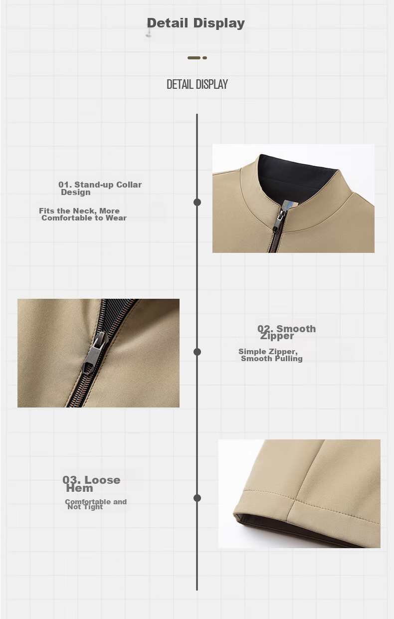 Baocaiyang Middle-Aged Dad Casual Jacket for Men, Spring And Autumn Stand-Up Collar Cadre Uniform Outerwear, Middle-Aged And Elderly Men's Clothing 6