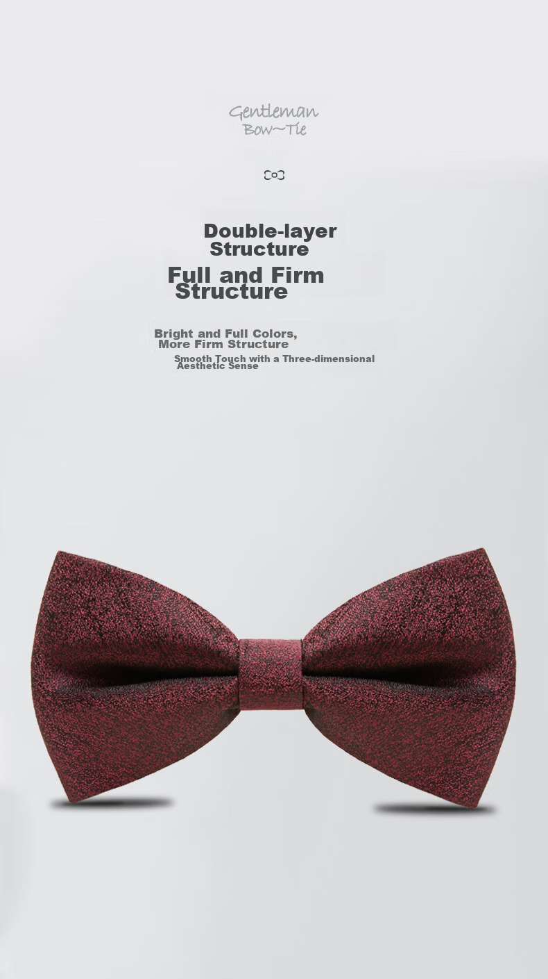 Luomeng Bow Tie for Men, Wedding Groom And Groomsmen, Suit Shirt, Wine Red Color, Wine Red, 12*6cm 3