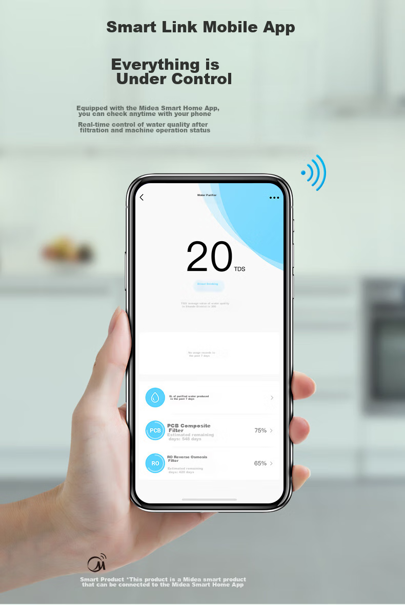 Midea Baize Max 1600G Water Purifier 0 Scale Inhibitor 6-Year Long-Lasting RO Reverse Osmosis Under-Sink Household Drinking Water Filter Top Flow Smart Touch Screen 18