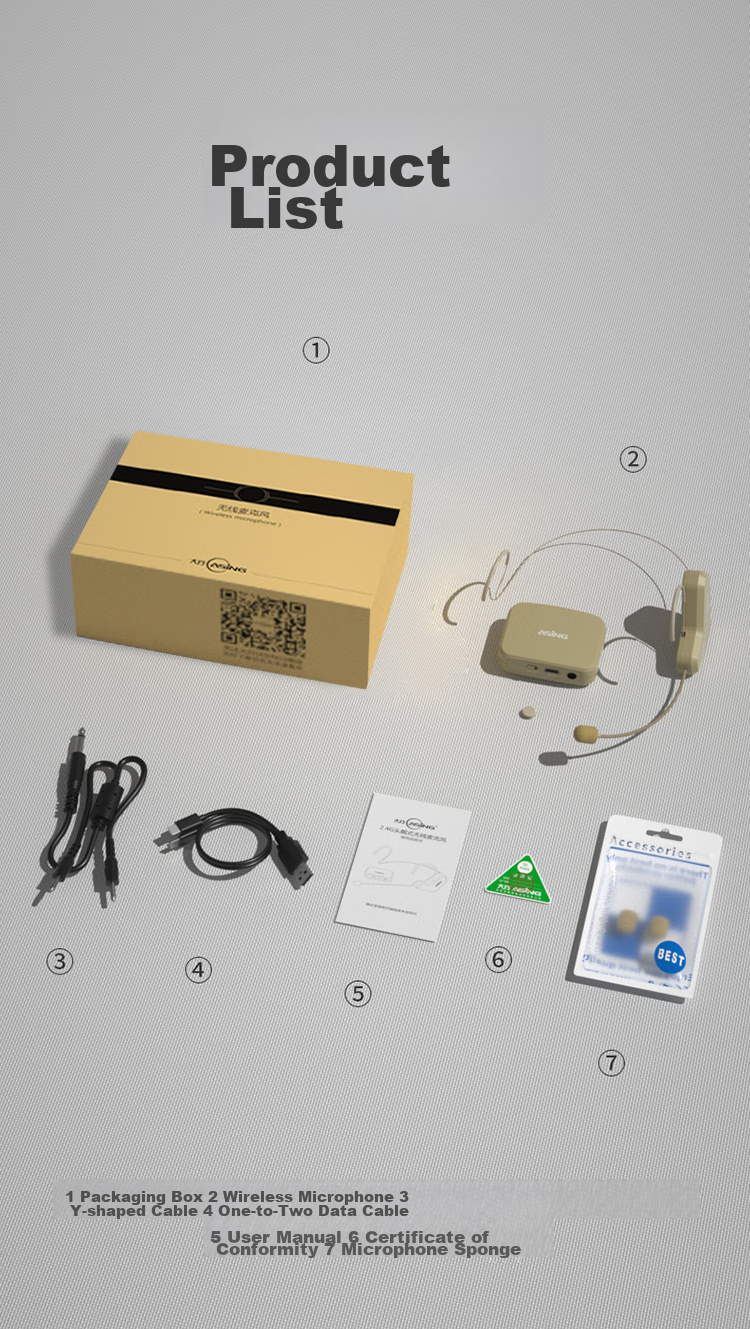 ASiNG WM03 Pro Wireless Microphone, Teacher's Classroom Lapel Mic, Amplifier-Specific Headset, Conference Performance Headphones, Microphone Amplifier Speaker 18