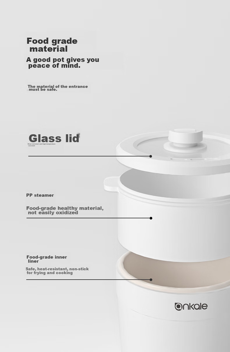 Ankale Multifunctional Pot Electric Cooking Pot 1L for Student Dormitory 1-2 People Mini Hot Pot Noodle Pot Non-Stick Anti-Boil Stir-Fry Steaming Frying Cooking Pot AJL-A101 with Steamer Basket 10