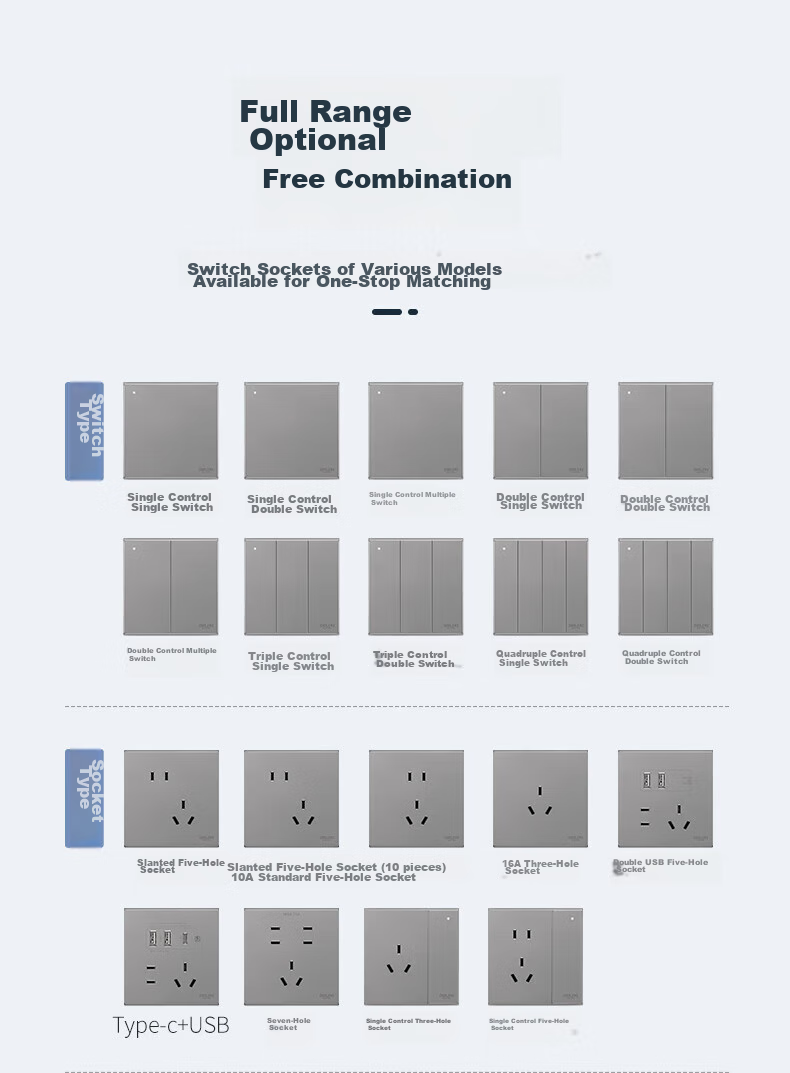 DELIXI Switch Socket Panel, 86-Type Panel, CD229, Three-Gang Switch, Triple-Gang Double-Control Switch, Space Gray Large Panel 17