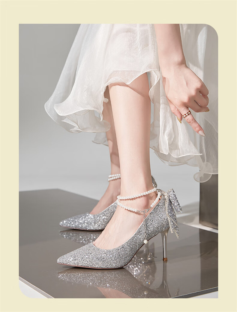 DAPHNE Pointed Toe Stiletto Crystal High Heels for Women, 2026 New Pure Seductive Fairy Style Wedding Bridesmaid Shoes, Exquisite Leather Shoes 5