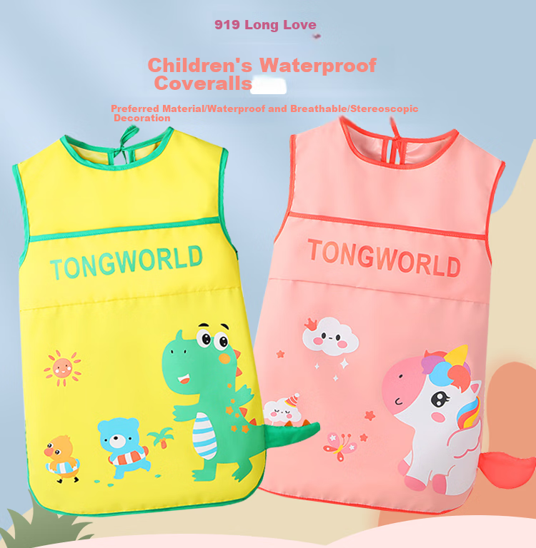 9I9 Baby Eating Smock, Summer Sleeveless Waterproof And Stain-Resistant, Infant And Child Bib, Painting Smock Apron A406 Shark 1