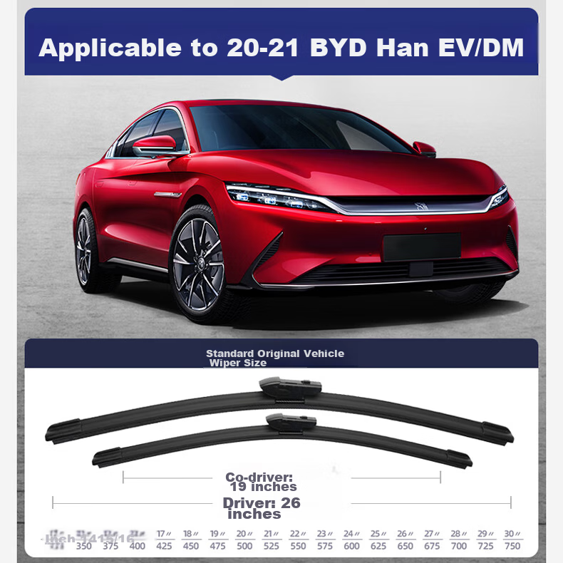 Goodyear BYD Han EV/Han DM Windshield Wipers, Original Factory Silent Boneless Wiper Blades, 26/19 Inches, 1 Pair 7