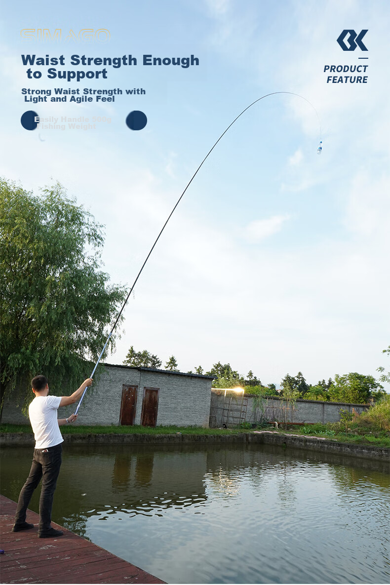 SIMAGO Ximan Du Fishing Rod, Handheld Ultra-Light All-Purpose Rod, Imported Carbon Fiber, 5H28 Action, for Crucian Carp And Carp Fishing, 5.7 Meters 9