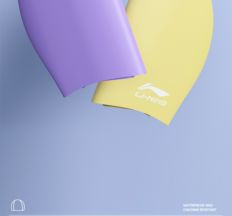 Li-Ning Swimming Cap, Waterproof Silicone, Comfortable for Men And Women, Non-Binding, Suitable for Long Hair, Swim Cap LSMR808-1 8