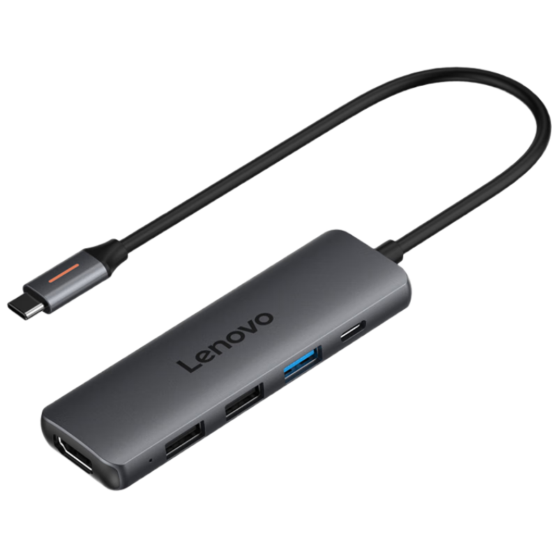 Lenovo Type-C Expansion Dock, USB Hub Converter, HDMI Adapter, 4K 60Hz Screen Mirroring, PD Fast Charging, Gigabit Ethernet Port Splitter, Compatible with Phones, Tablets And Computers