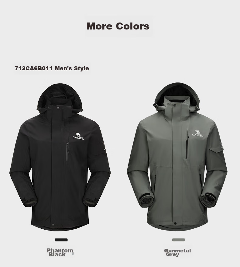 CAMEL Women's Three-Proof Windbreaker Jacket with Fleece Inner Layer, Warm Waterproof Windproof Coat 723CA6B010 S 10