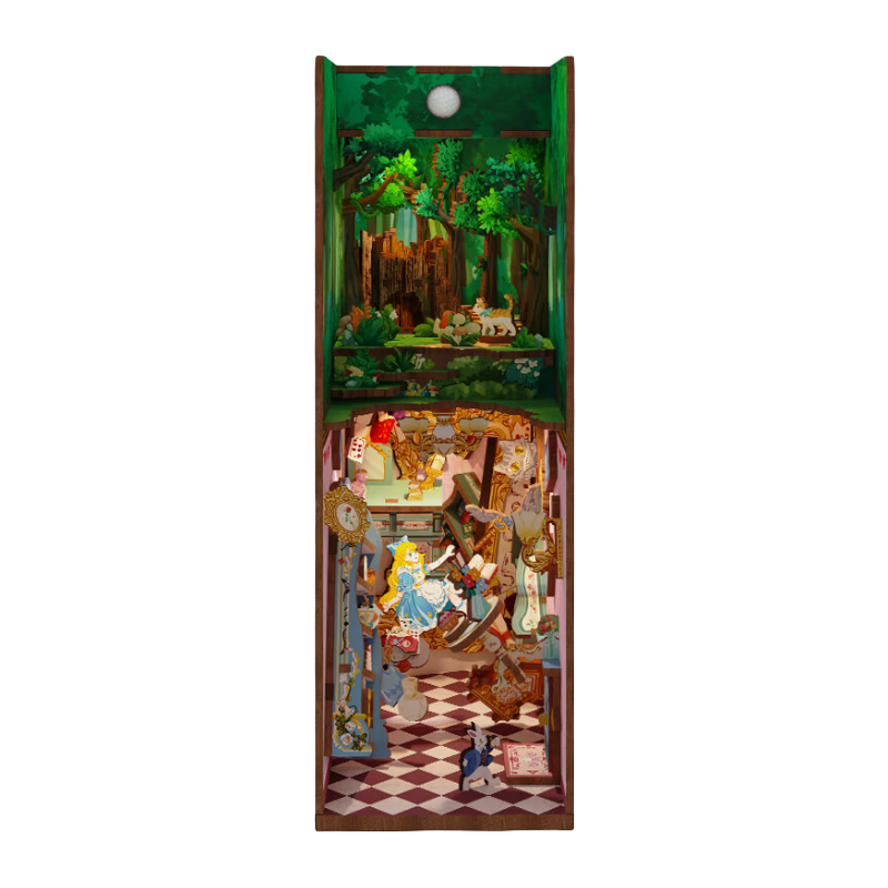 Tongqu Alice in Wonderland Assembly Book Stand, DIY Building Blocks Toy, 3D Puzzle Decoration, Birthday Gift for Wome